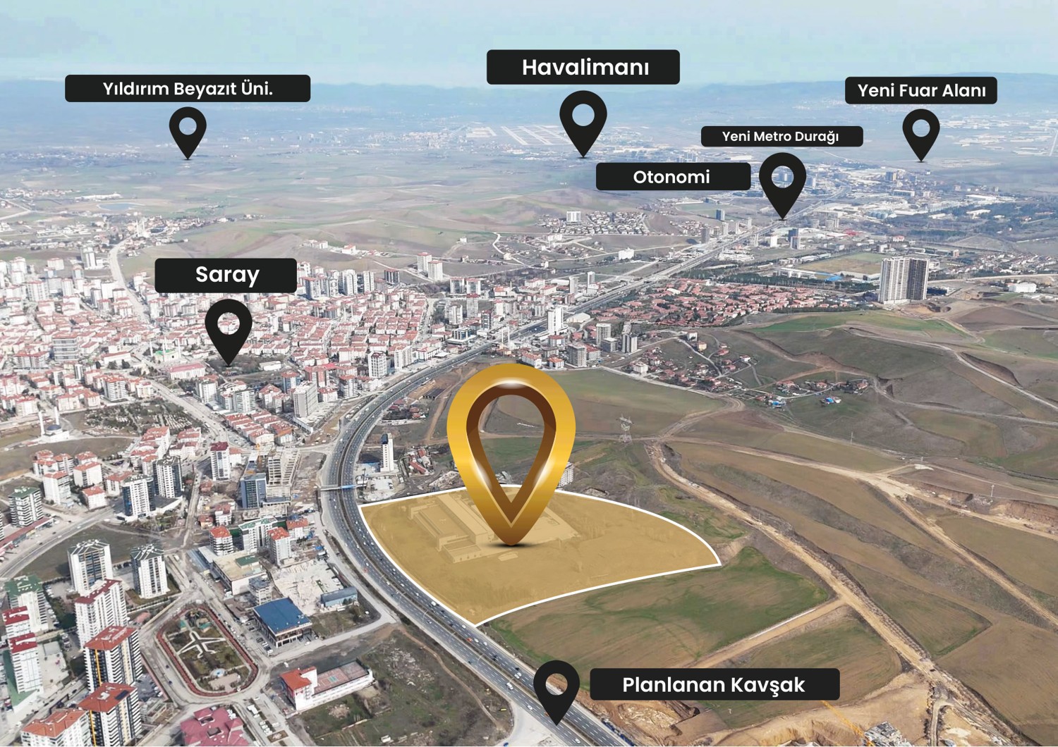 Ankaport Saray konum — havalimanı yönü
